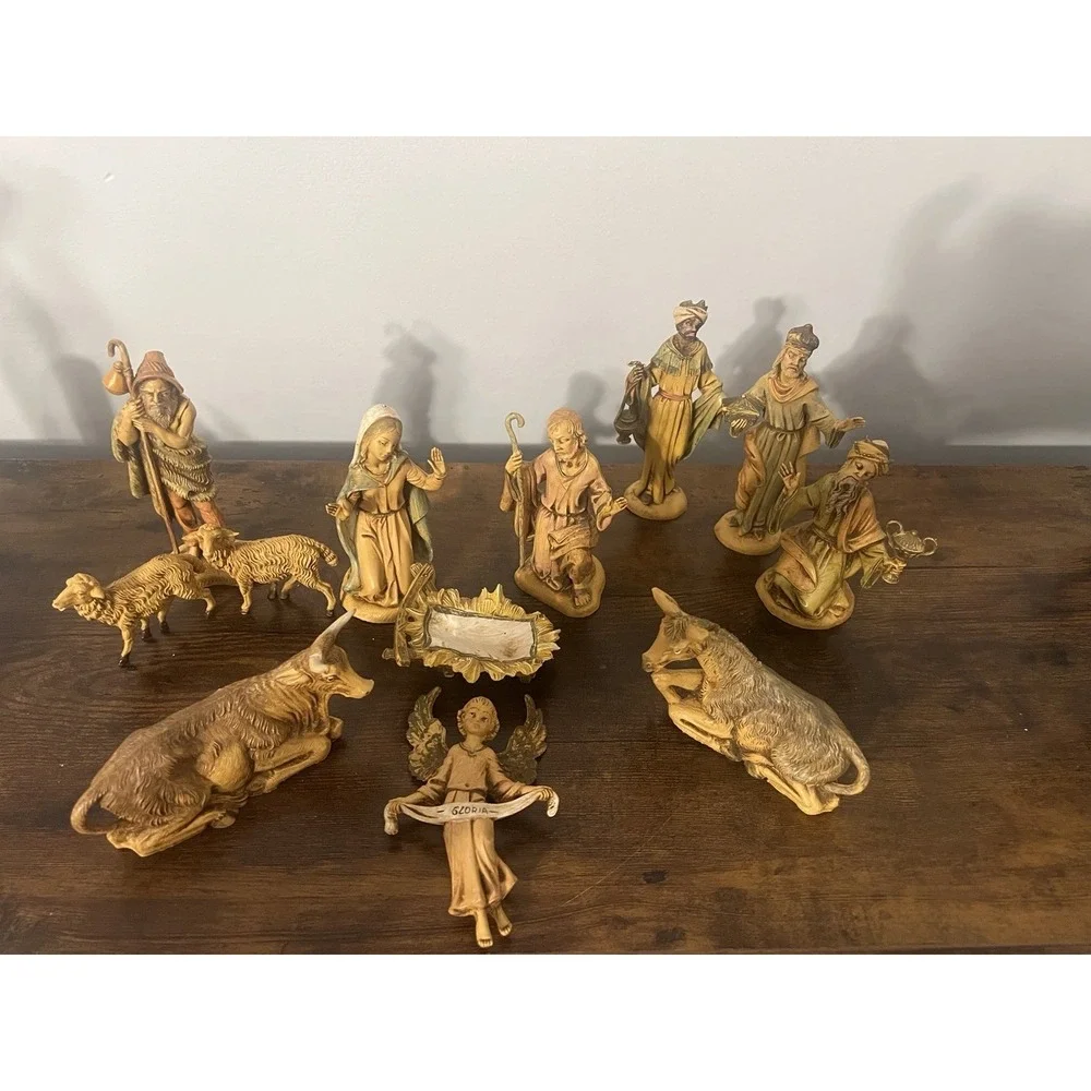Vintage Italian Nativity Set 12 Pc Depose Italy Figures Missing‎ Baby Jesus